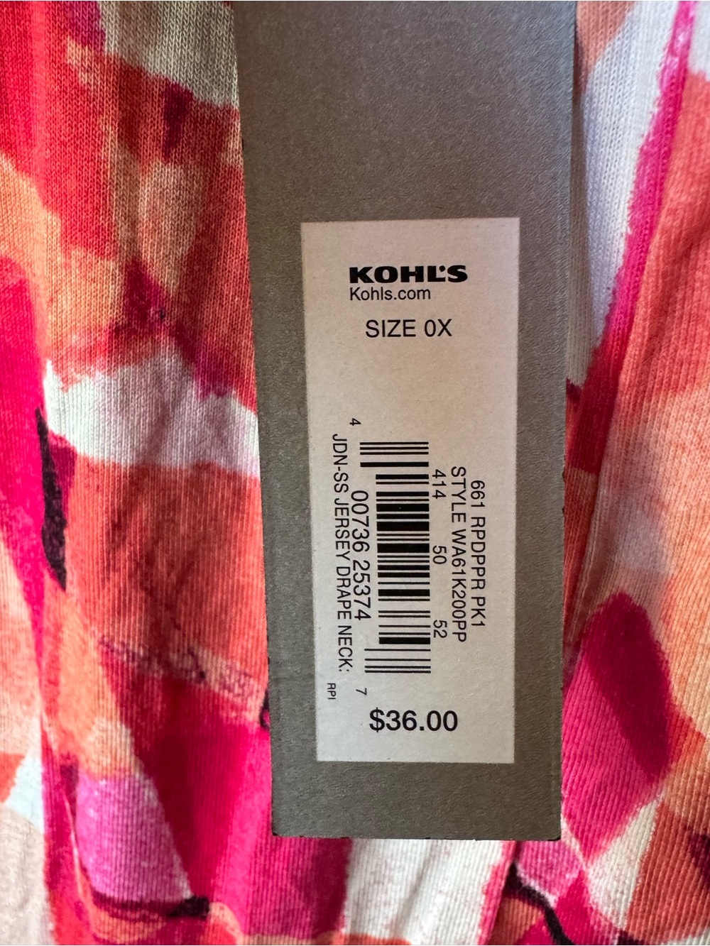 Apt. 9 Coral, Pink & Orange Abstract Cowl Neck Top 0X NWT - Picture 9 of 9